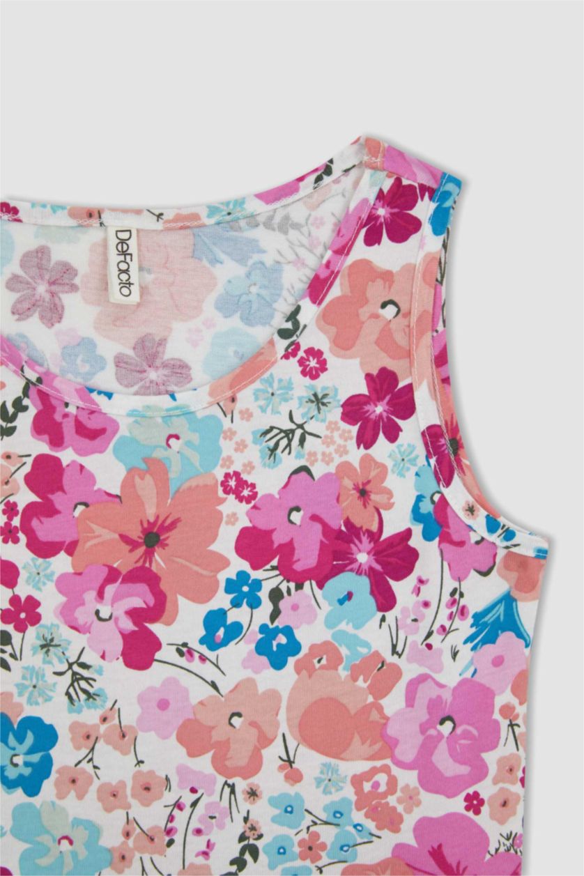 GIRLS & TEENS Pink Girl Patterned Sleeveless Cotton Dress