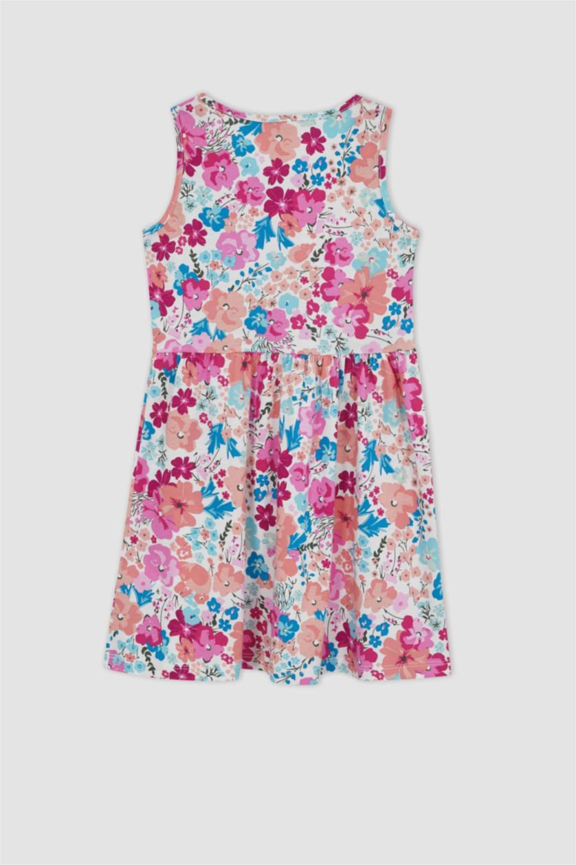 GIRLS & TEENS Pink Girl Patterned Sleeveless Cotton Dress