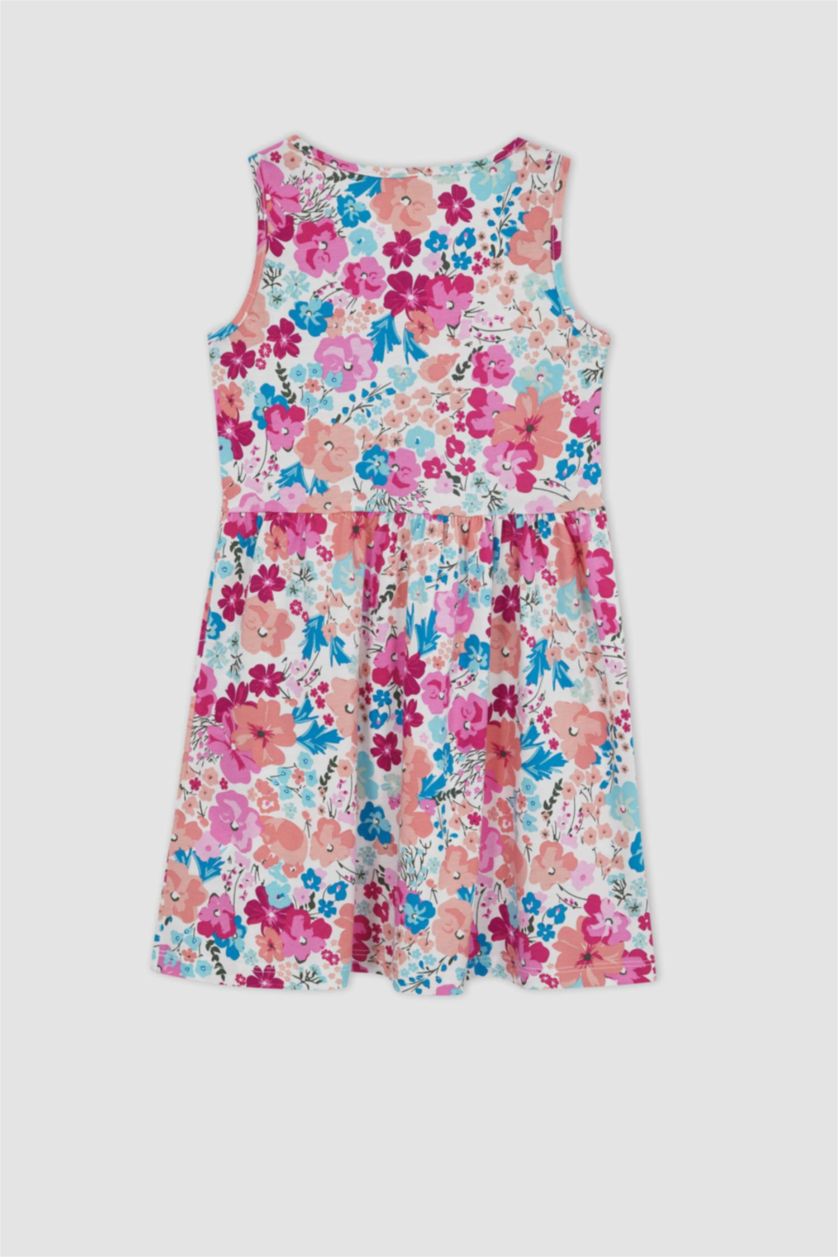 GIRLS & TEENS Pink Girl Patterned Sleeveless Cotton Dress