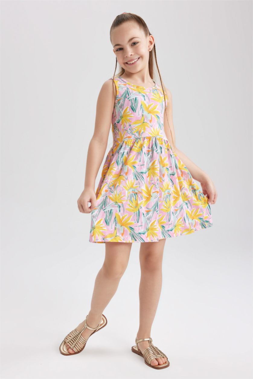 GIRLS & TEENS Pink Regular Fit Cotton Dress