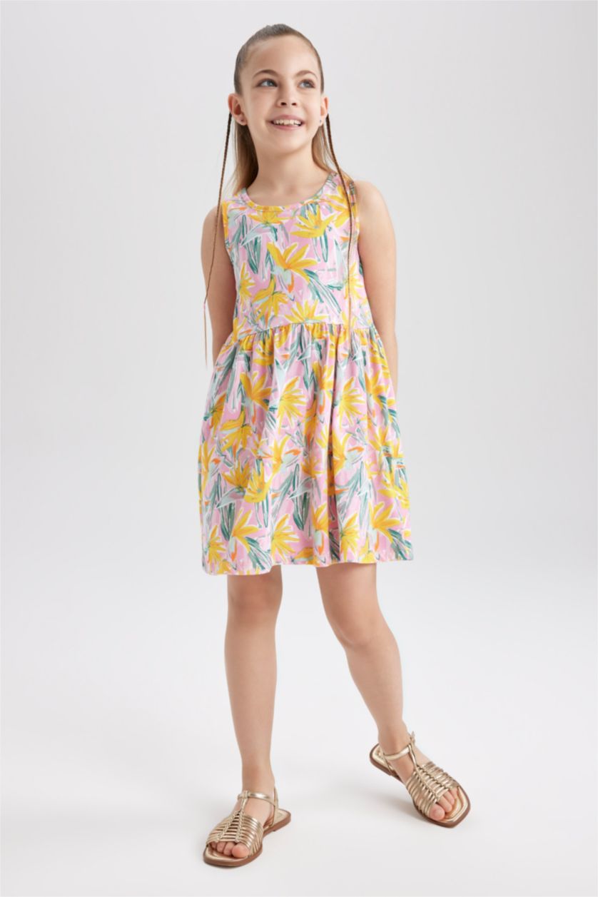 GIRLS & TEENS Pink Regular Fit Cotton Dress