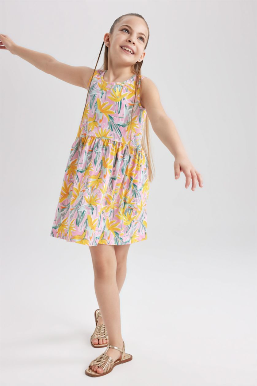 GIRLS & TEENS Pink Regular Fit Cotton Dress