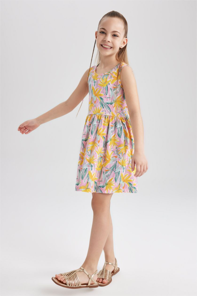 GIRLS & TEENS Pink Regular Fit Cotton Dress