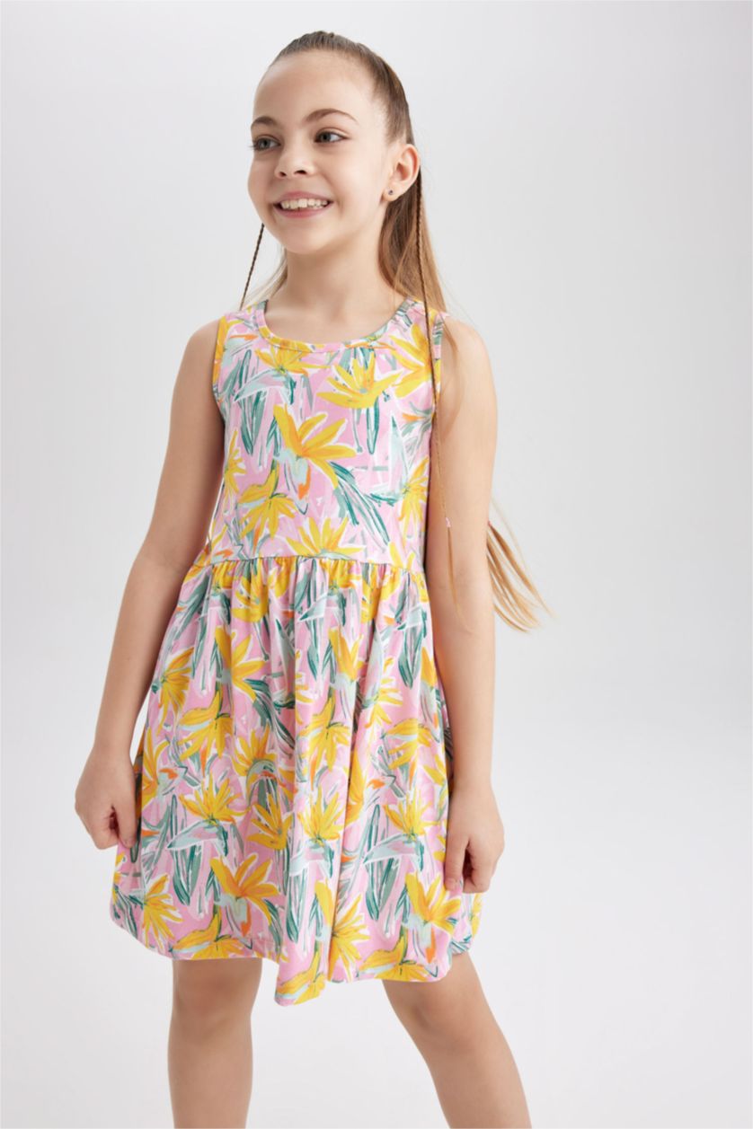 GIRLS & TEENS Pink Regular Fit Cotton Dress