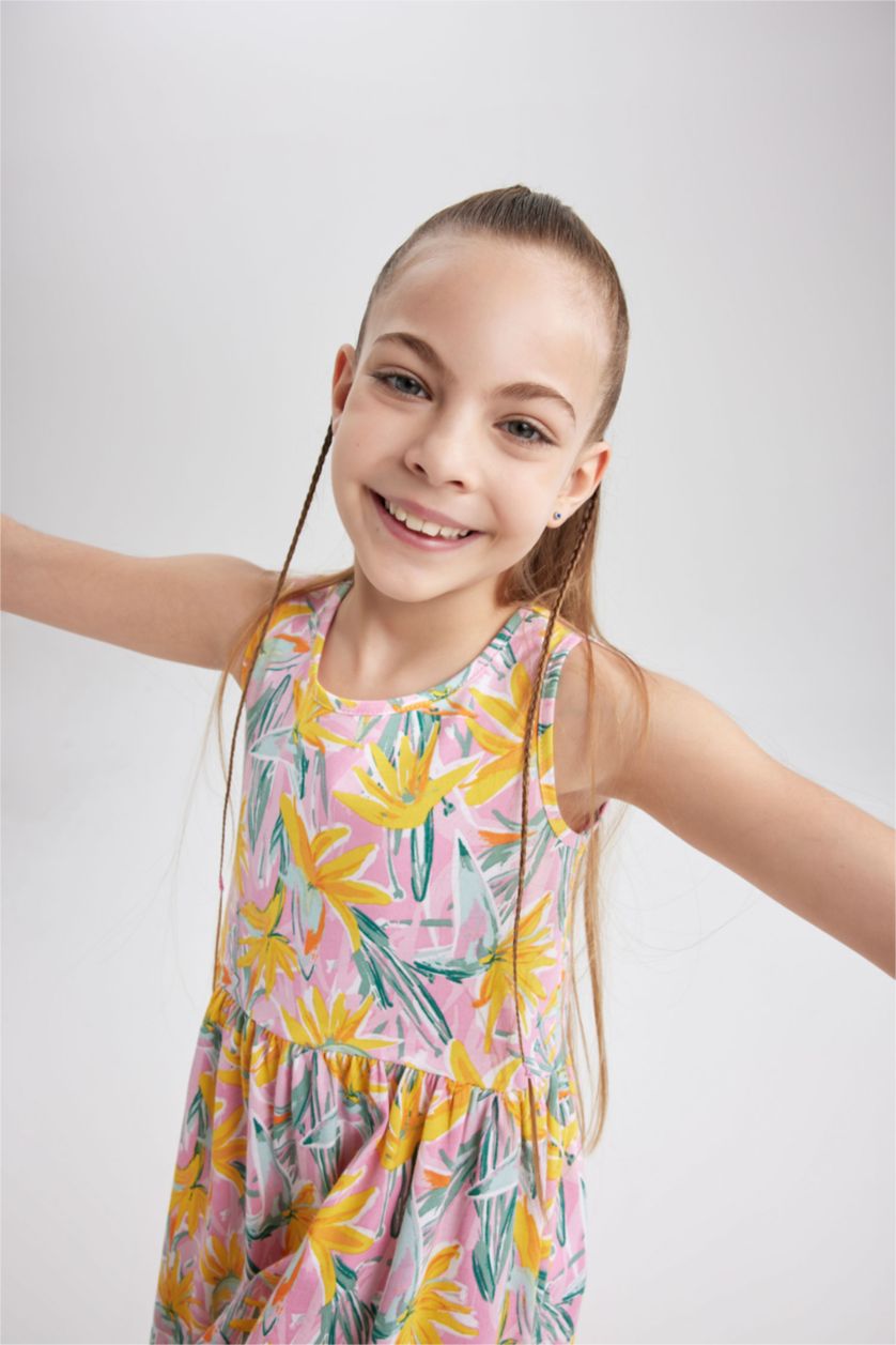 GIRLS & TEENS Pink Regular Fit Cotton Dress