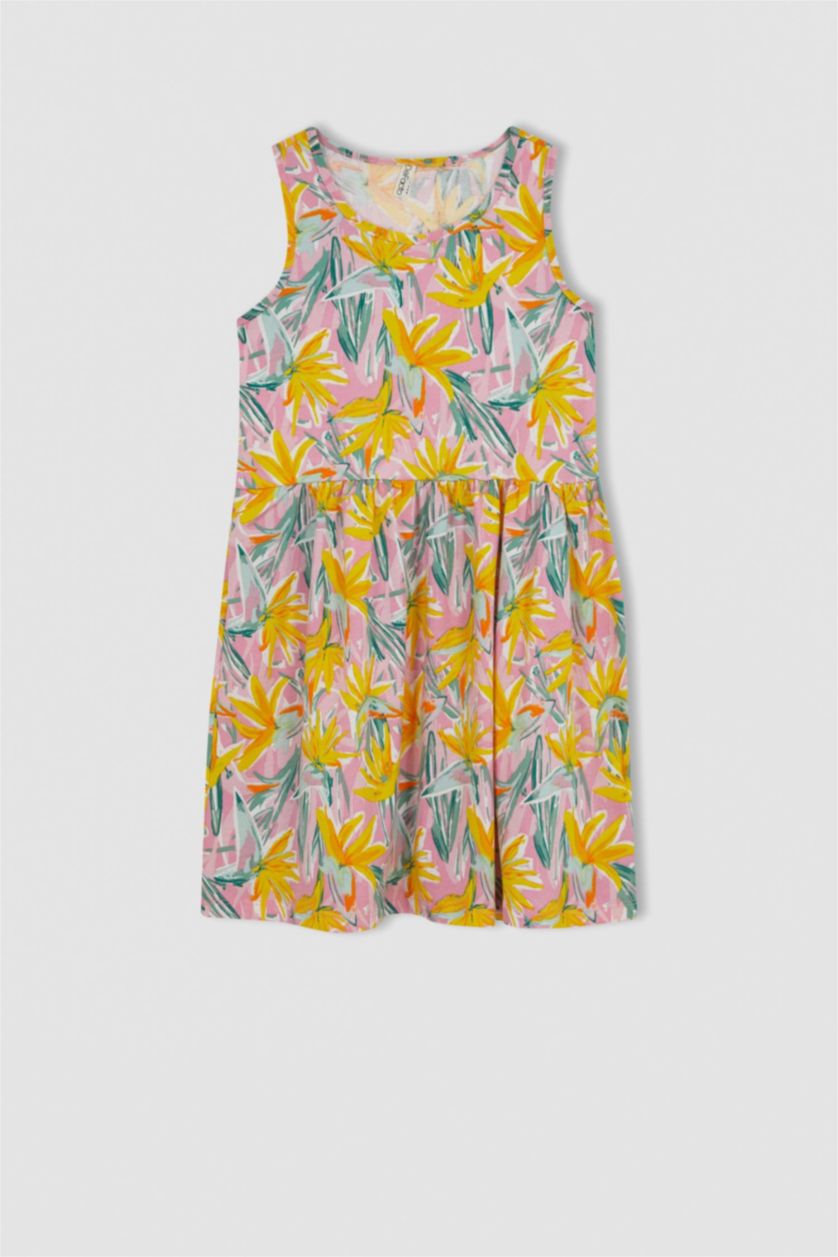 GIRLS & TEENS Pink Regular Fit Cotton Dress