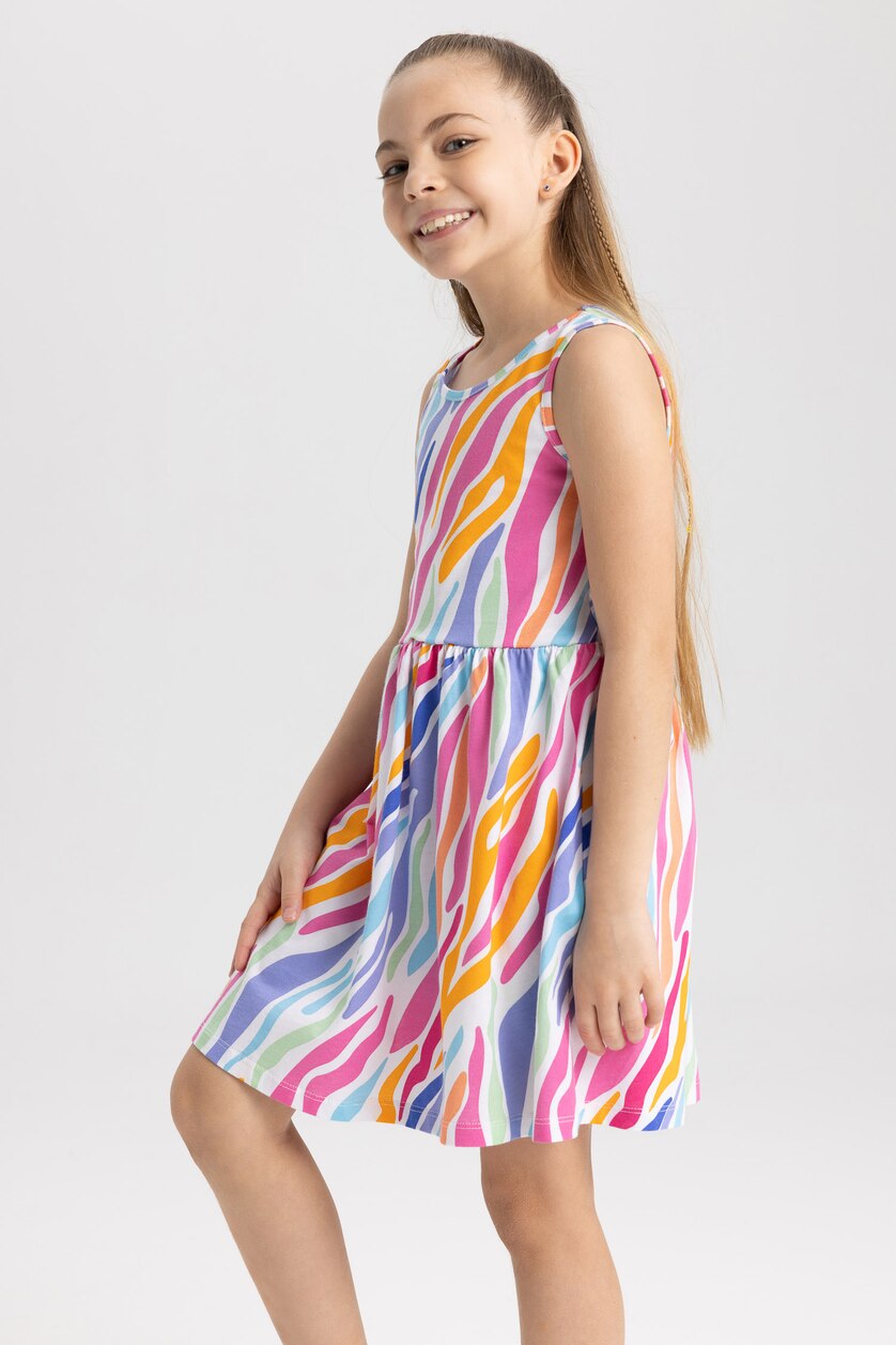 Girls & Teens White Regular Fit Cotton Dress