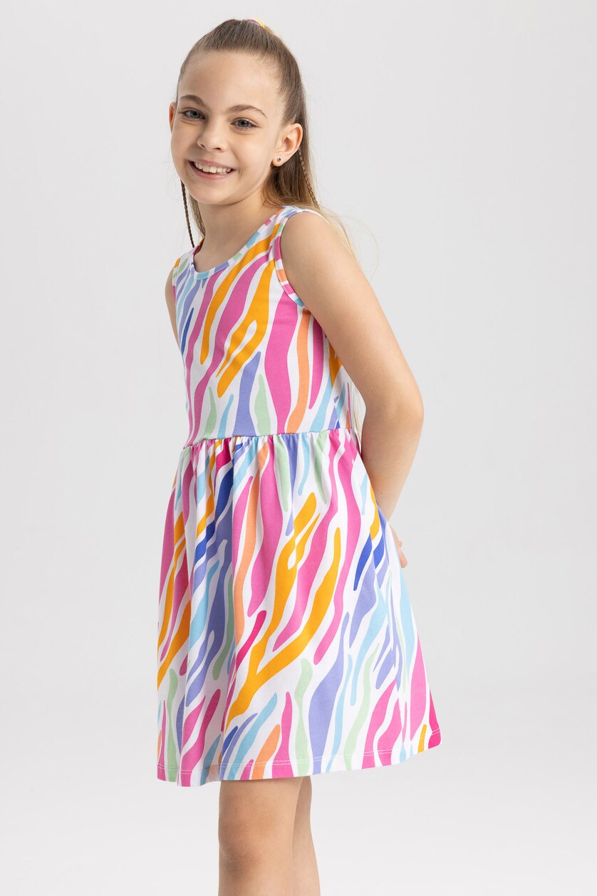 Girls & Teens White Regular Fit Cotton Dress