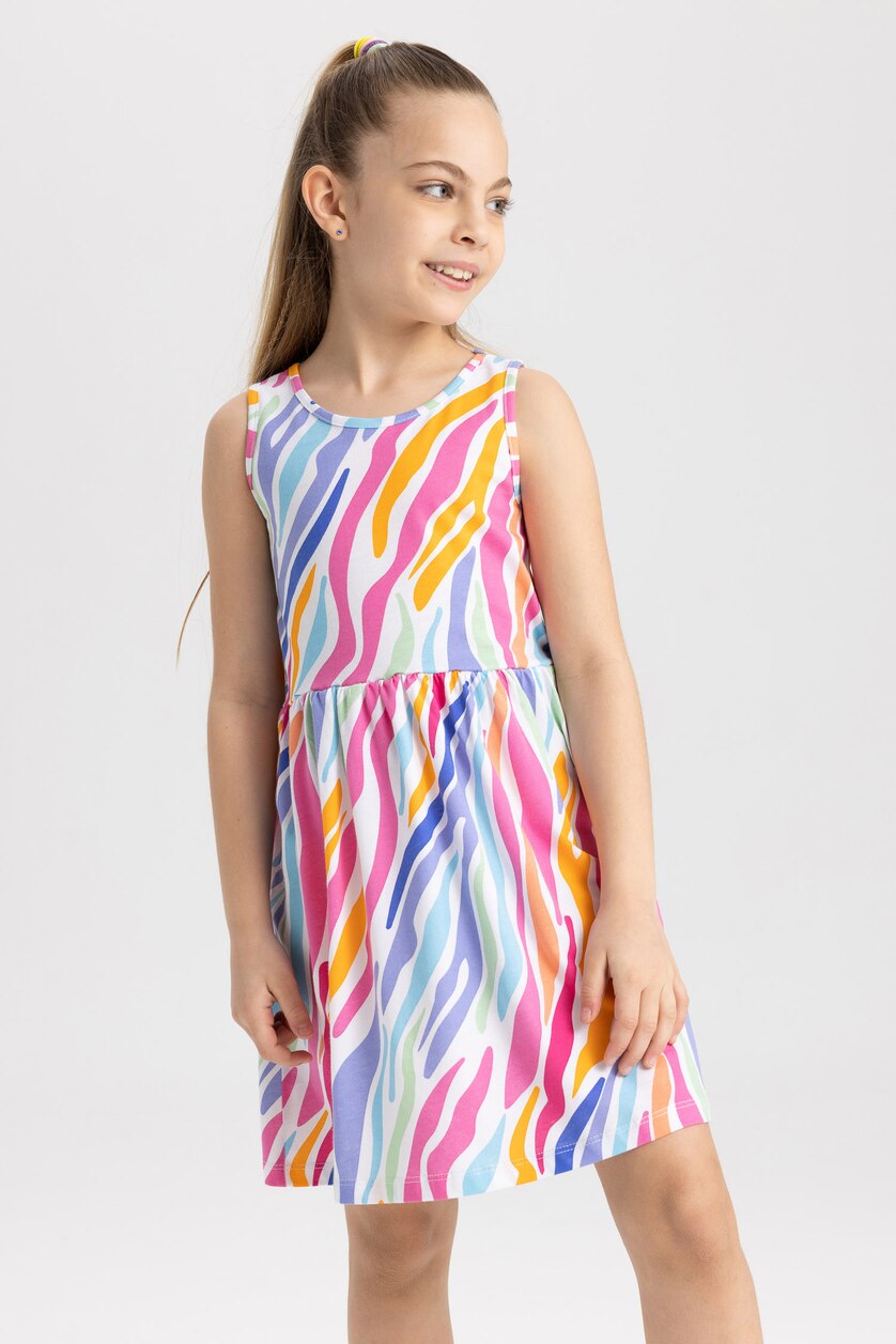 Girls & Teens White Regular Fit Cotton Dress
