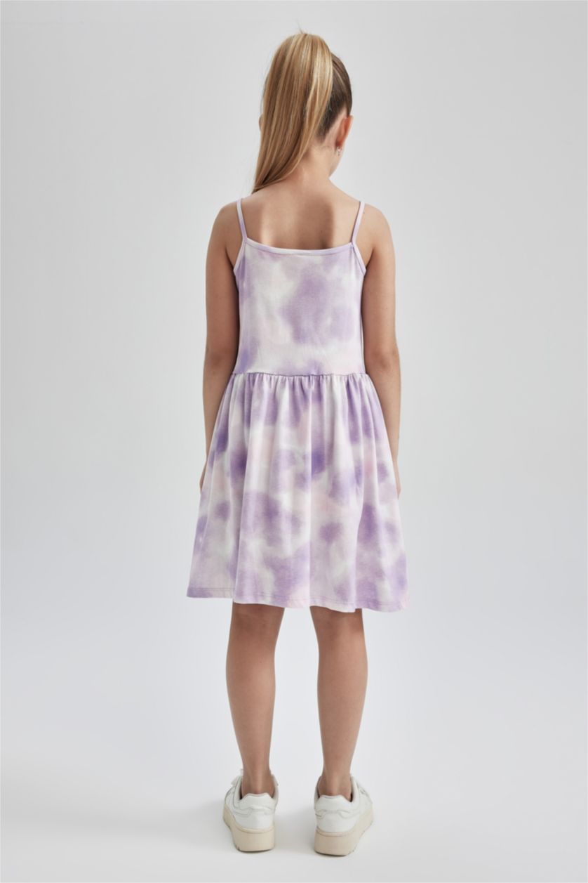 GIRLS & TEENS Light Lilac Girl Regular Fit Batik Patterned Suspender Cotton Combed Cotton Dress