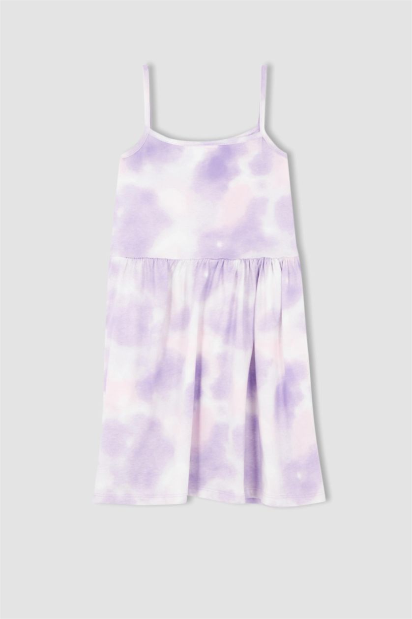 GIRLS & TEENS Light Lilac Girl Regular Fit Batik Patterned Suspender Cotton Combed Cotton Dress