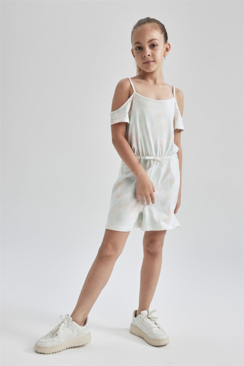 بناتي أكوا جمبسوت بناتي صيفي قطن تاي داي بحمالات