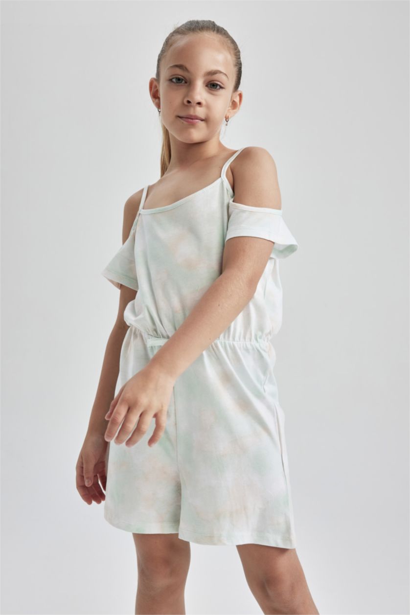 بناتي أكوا جمبسوت بناتي صيفي قطن تاي داي بحمالات