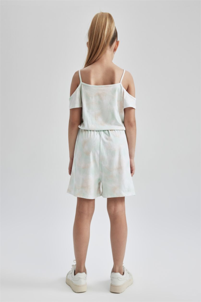 بناتي أكوا جمبسوت بناتي صيفي قطن تاي داي بحمالات