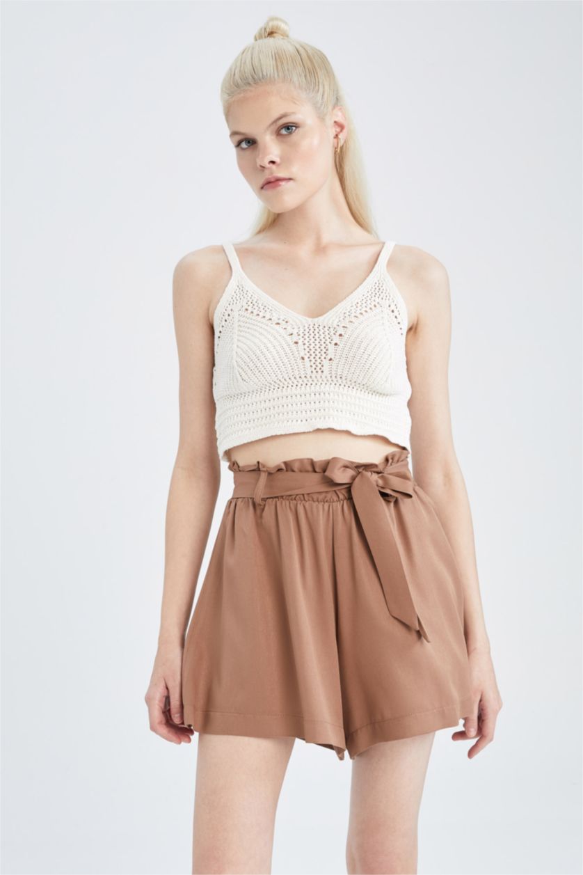 FEMME Marron Clair Short Coupe décontractée Taille Normale