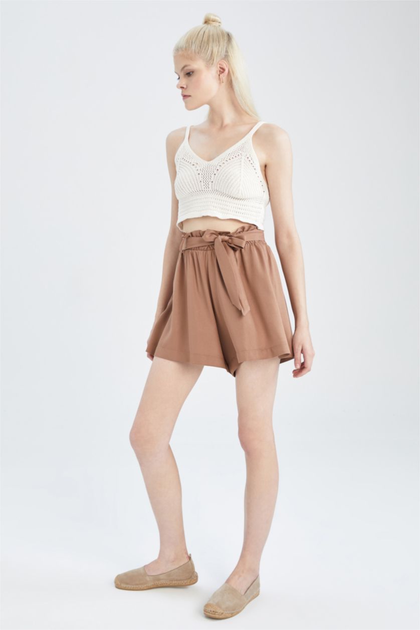 FEMME Marron Clair Short Coupe décontractée Taille Normale