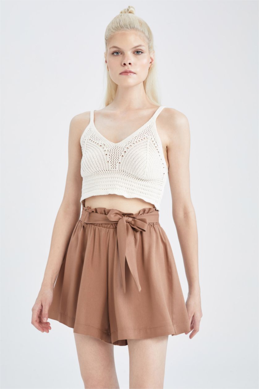 FEMME Marron Clair Short Coupe décontractée Taille Normale