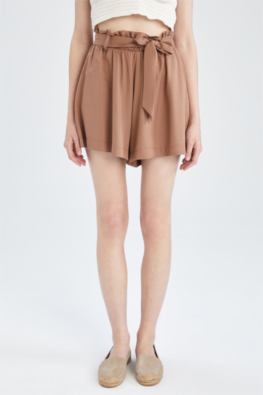 FEMME Marron Clair Short Coupe décontractée Taille Normale