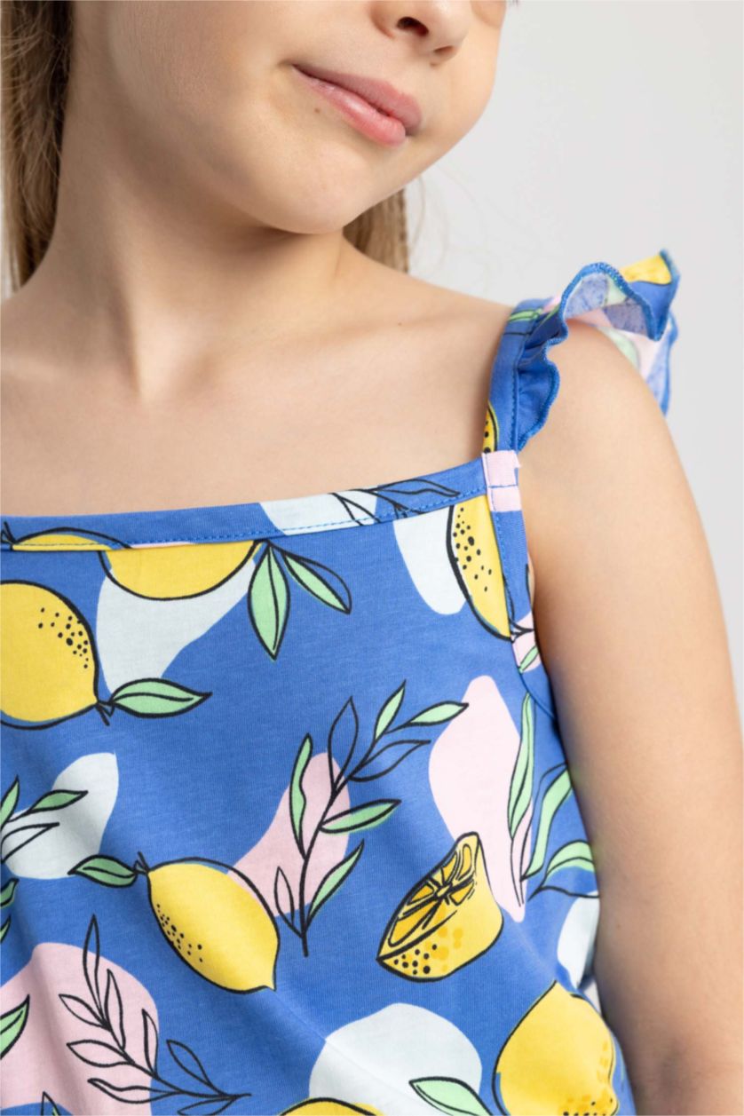 بنات أزرق جمبسوت بناتي قطن بقصة عادية بدون أكمام