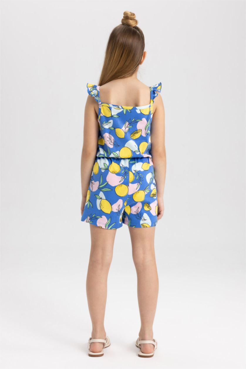 بنات أزرق جمبسوت بناتي قطن بقصة عادية بدون أكمام