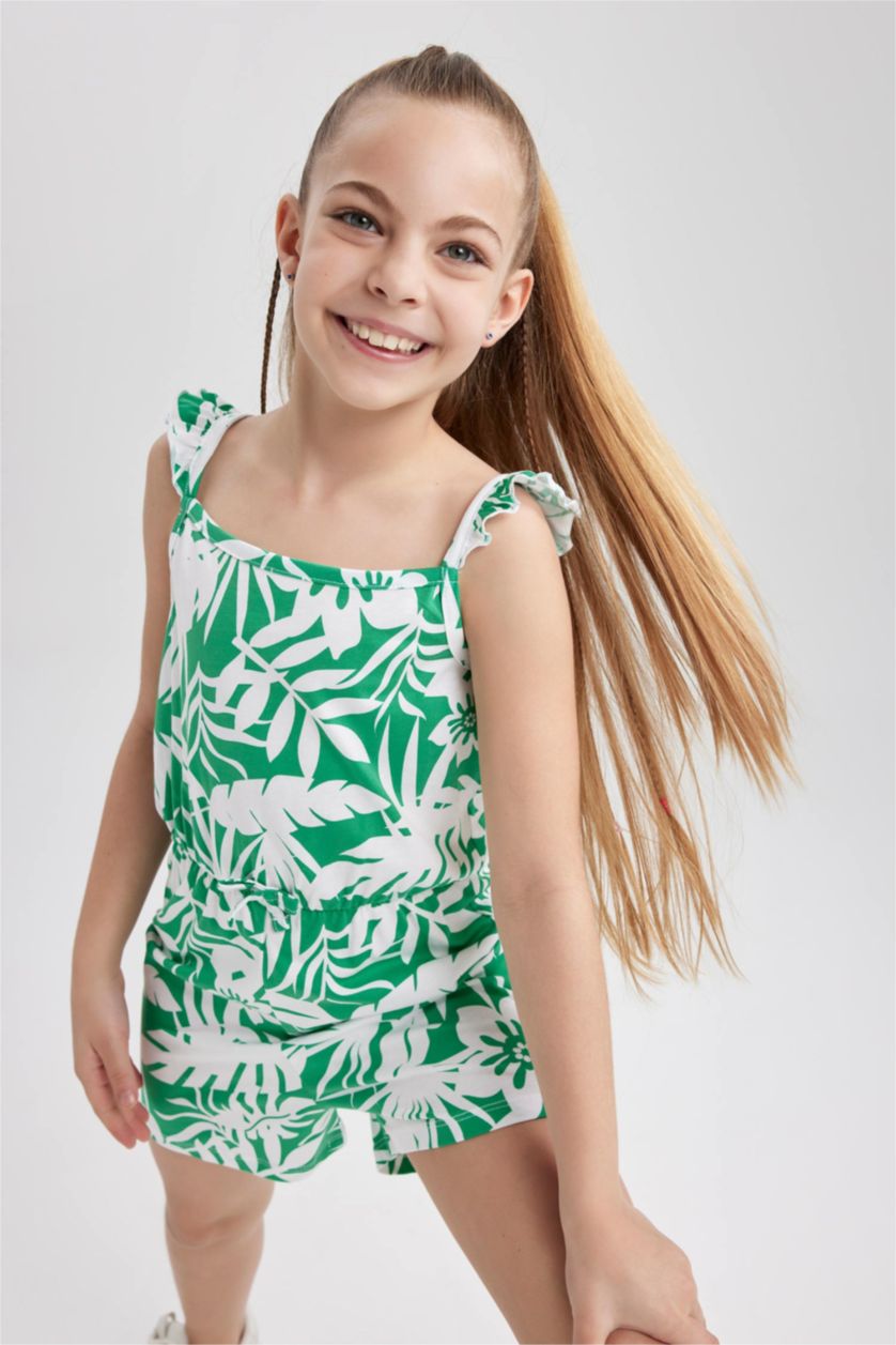 FILLES Vert Combinaison Coton Sans Manches