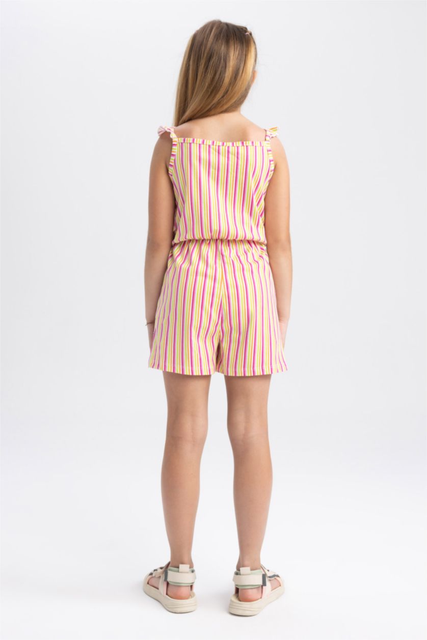 بنات أبيض جمبسوت بناتي قطن بقصة عادية بدون أكمام