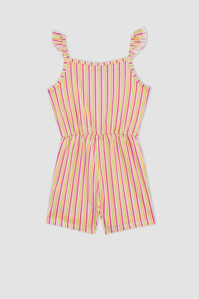 بنات أبيض جمبسوت بناتي قطن بقصة عادية بدون أكمام