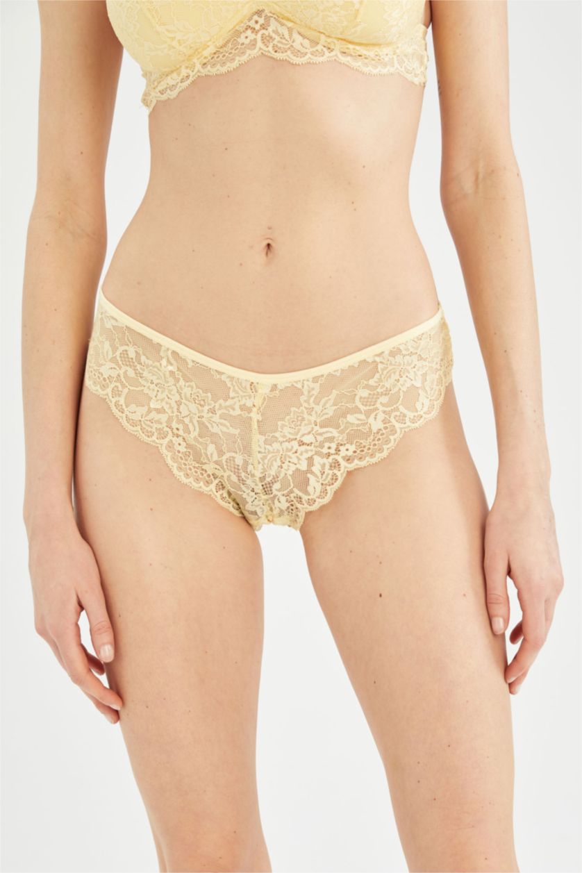 Kadın Sarı Fall in Love Dantelli Brazilian Külot