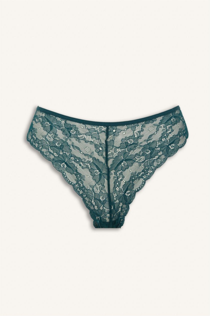 Kadın Koyu Yeşil Dantelli Brazilian Külot
