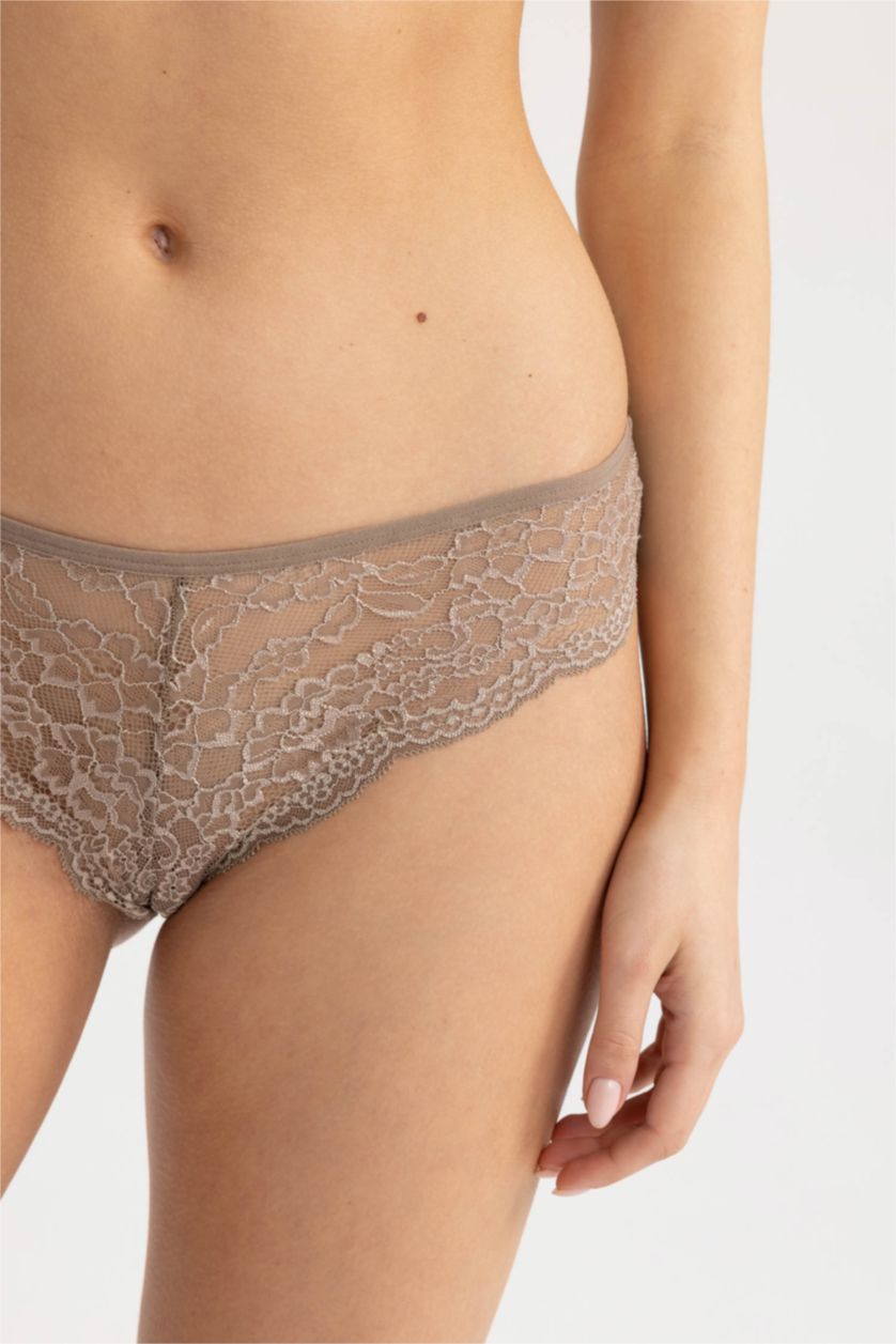 Kadın Açık Kahve Fall in Love Dantelli Brazilian Külot