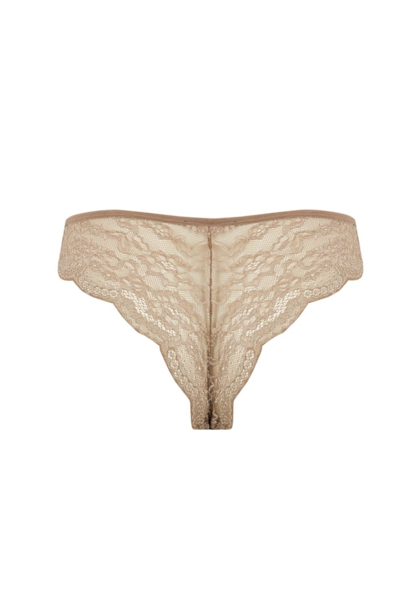 Kadın Açık Kahve Fall in Love Dantelli Brazilian Külot