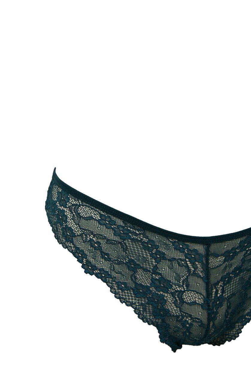 Woman Dark Green Fall in Love Lace Brazilian Panty