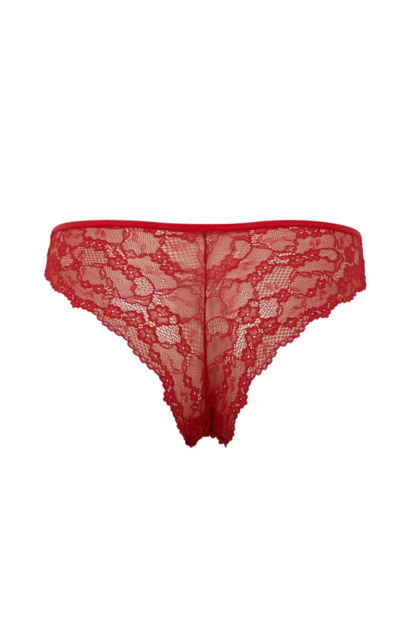 Kadın Kırmızı Dantel Kırmızı Brazilian Külot