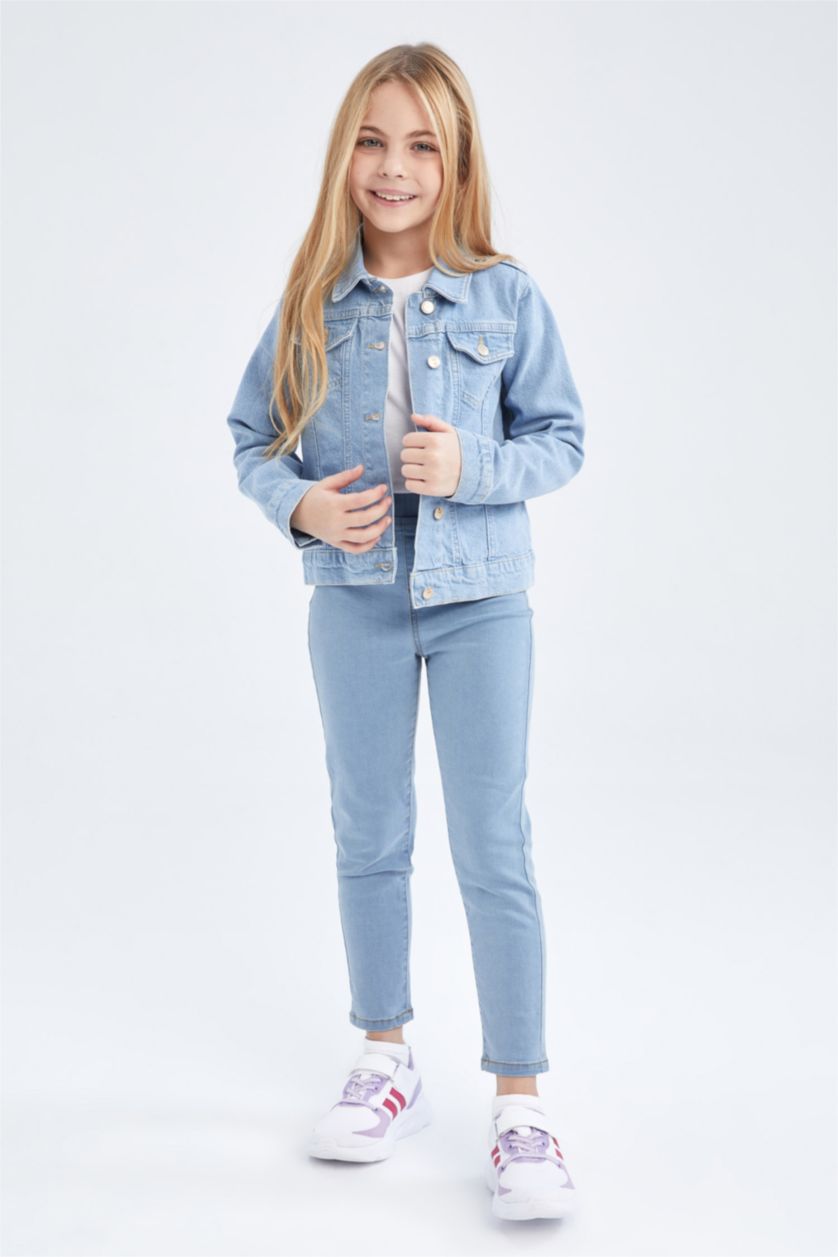 بناتي أزرق ثلجي جاكيت بناتي قصة عادية