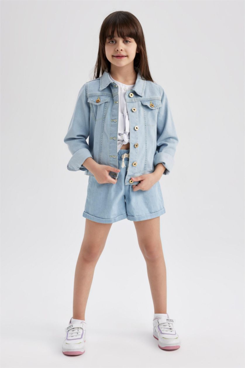 FILLES Bleu Short en Jean à taille élastique pour Fille