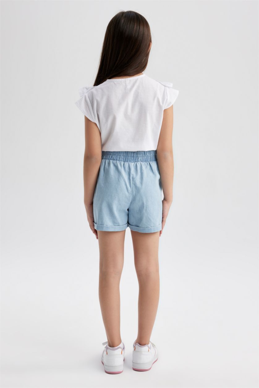 FILLES Bleu Short en Jean à taille élastique pour Fille