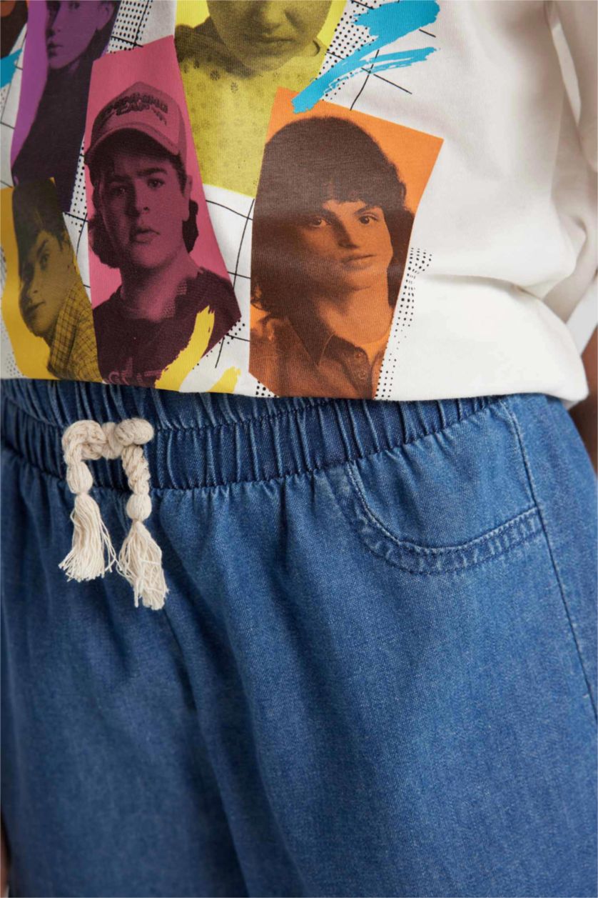 بنات أزرق شورت قصة مريحة