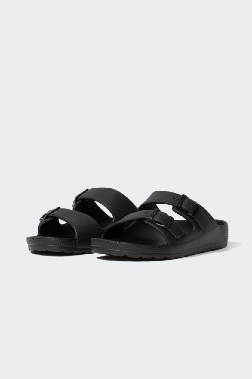 Женщины Черный Сланцы Eva на двойном ремешке для женщин