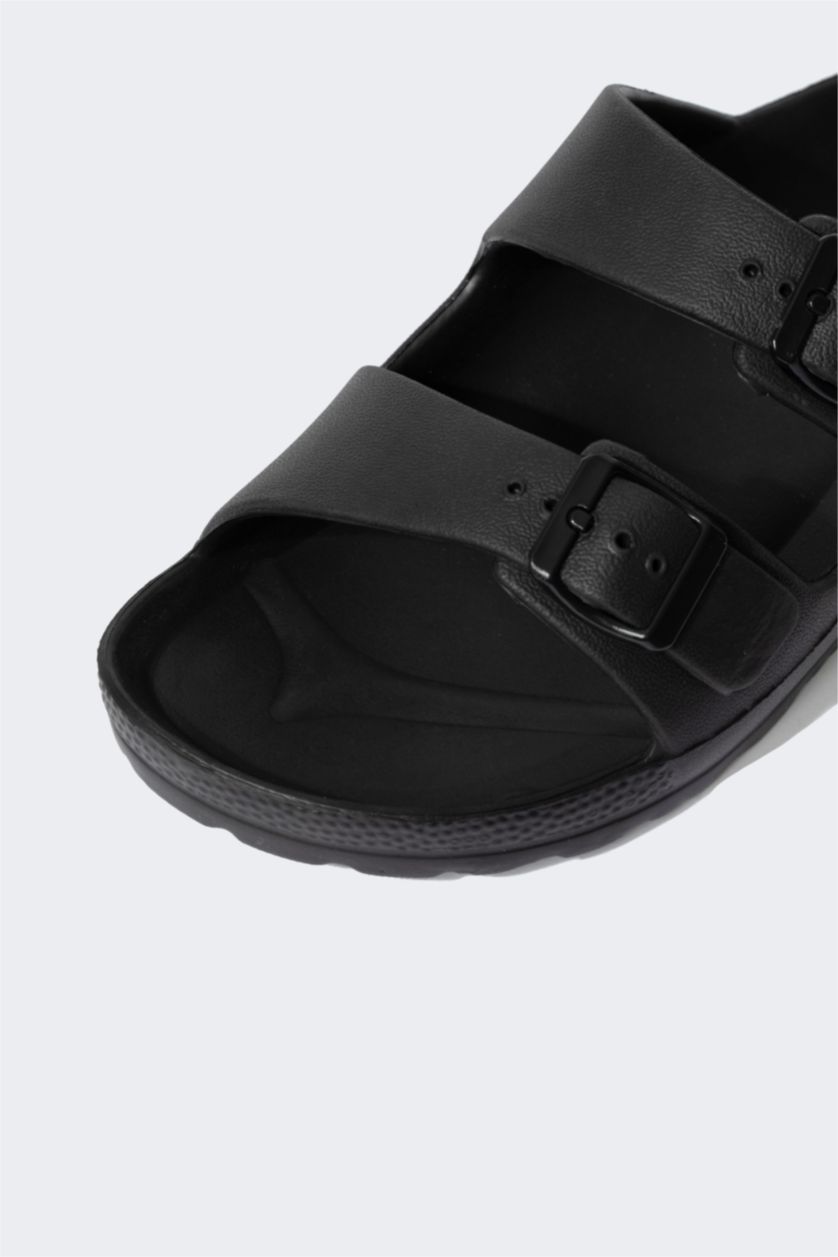 Женщины Черный Сланцы Eva на двойном ремешке для женщин