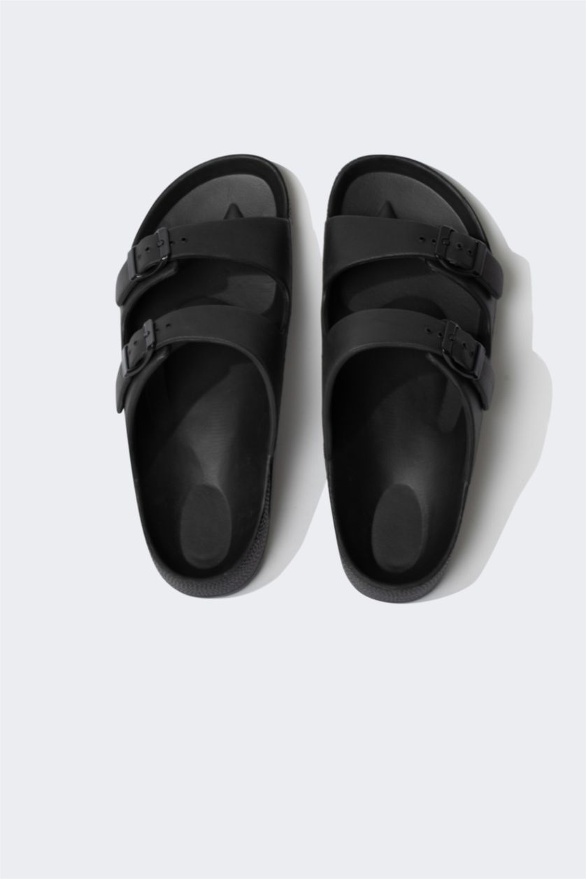 Женщины Черный Сланцы Eva на двойном ремешке для женщин