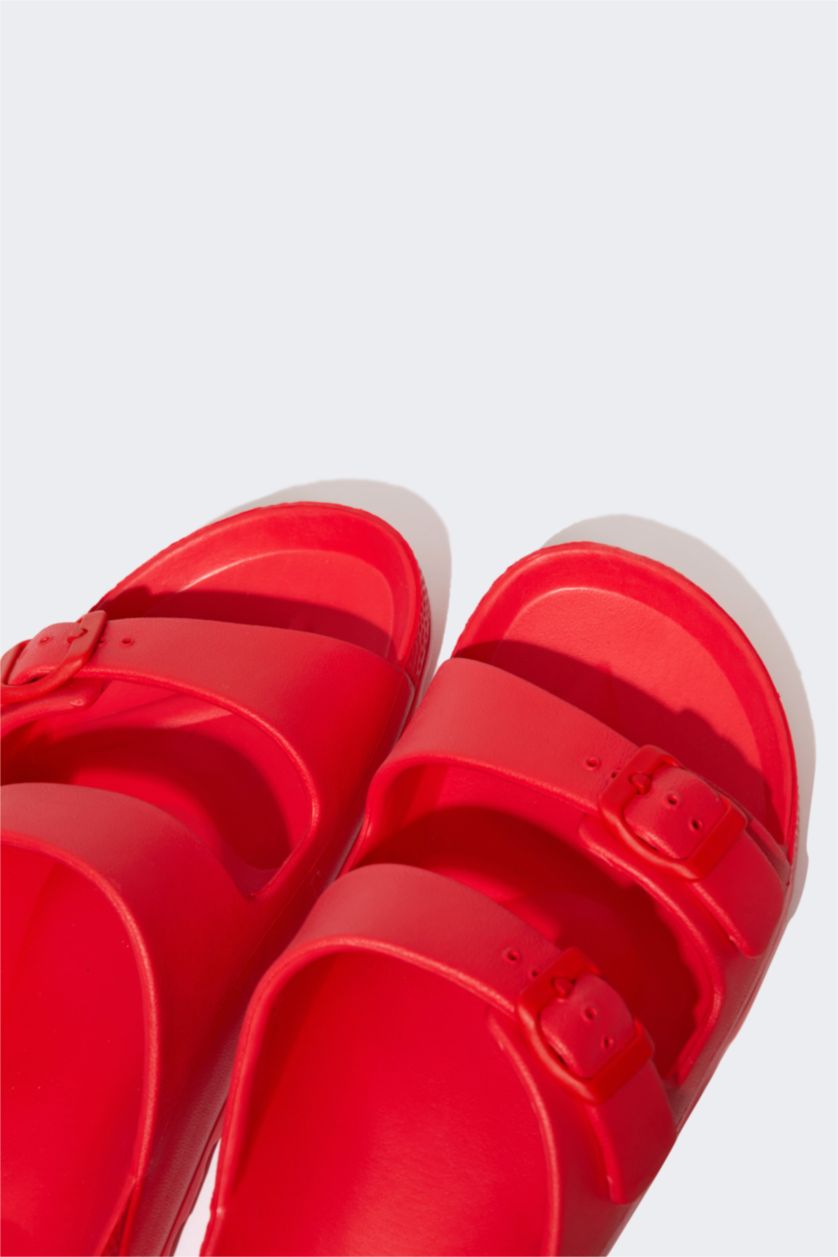 Женщины Красный Сланцы на плоской подошве из искусственной кожи для женщин