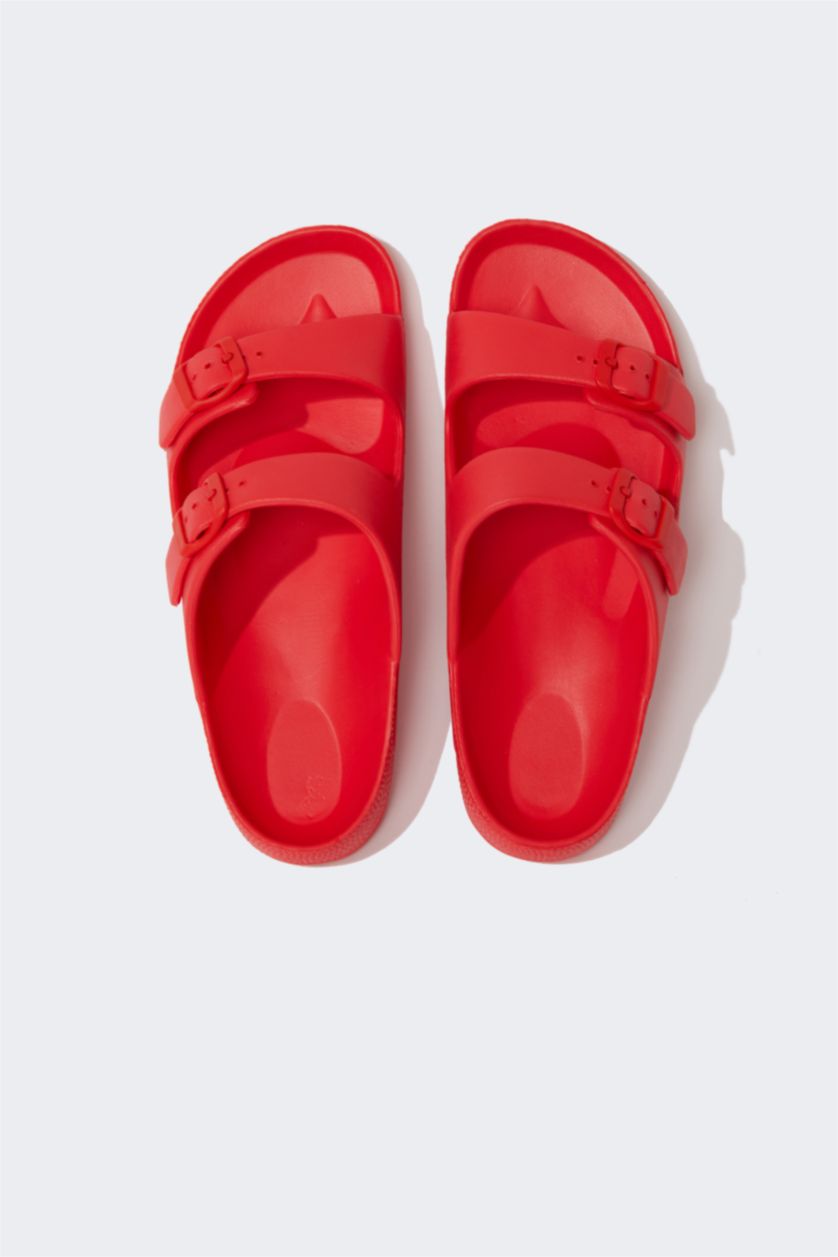 Женщины Красный Сланцы на плоской подошве из искусственной кожи для женщин