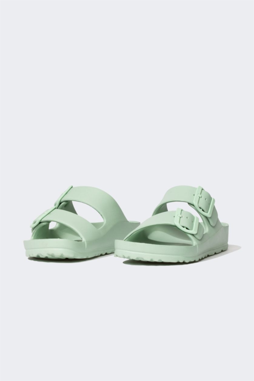 Woman Light Green Woman Flat Sole Eva Slippers
