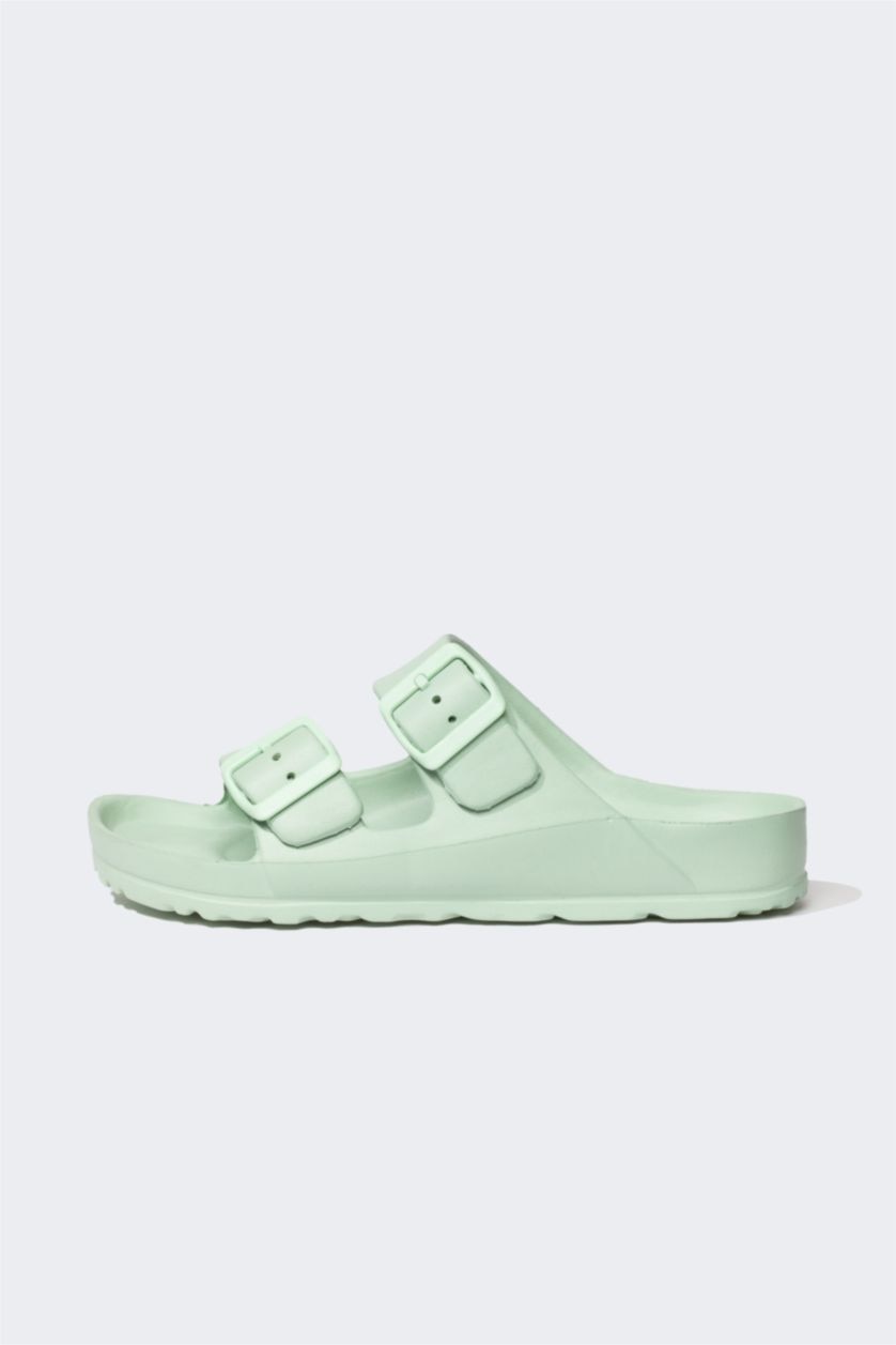 Woman Light Green Woman Flat Sole Eva Slippers