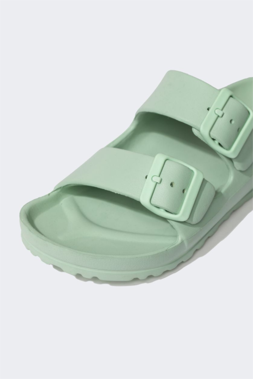 Woman Light Green Woman Flat Sole Eva Slippers