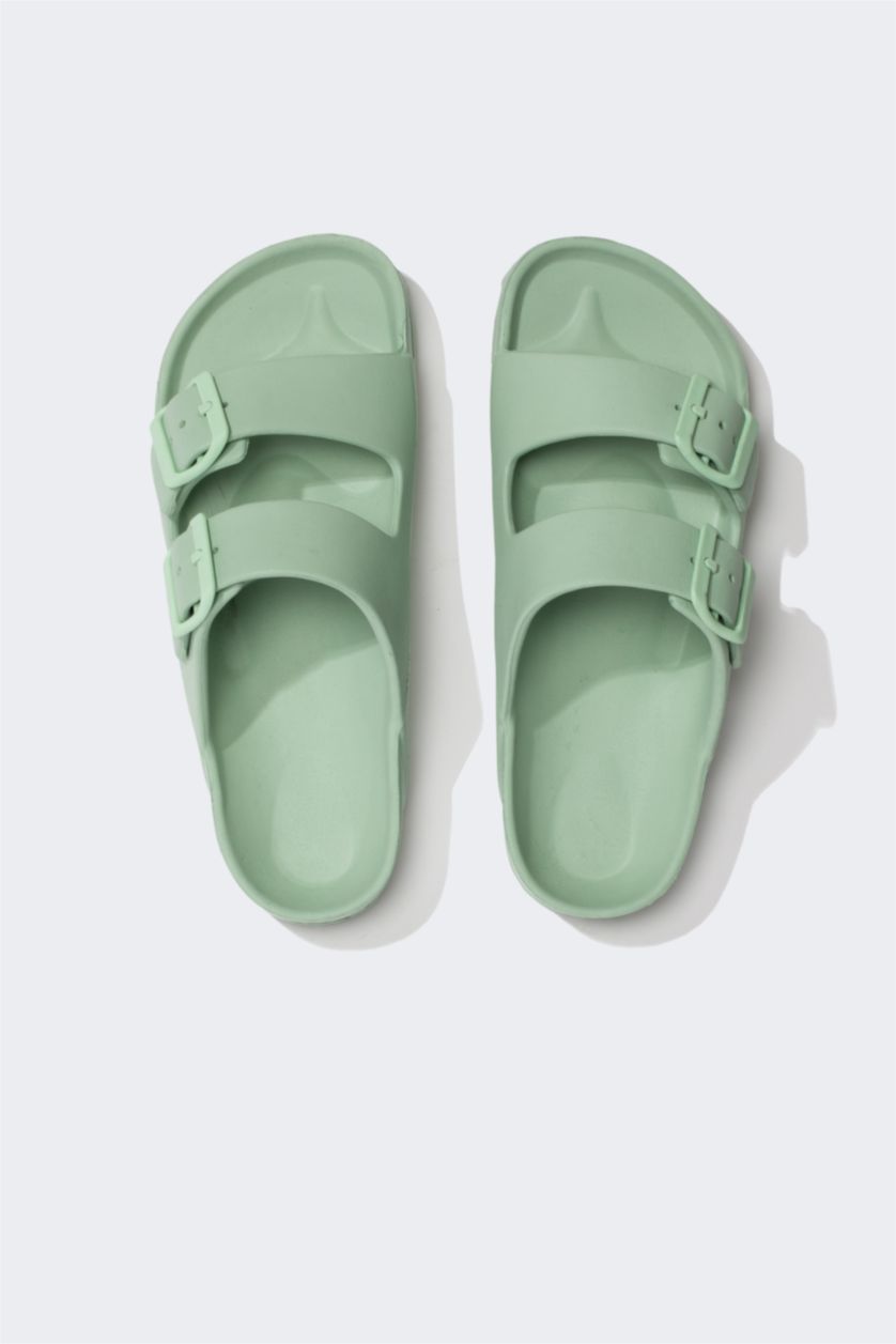 Woman Light Green Woman Flat Sole Eva Slippers