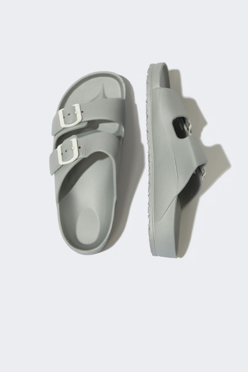 Женщины Серебряный Сланцы Eva на двойном ремешке для женщин