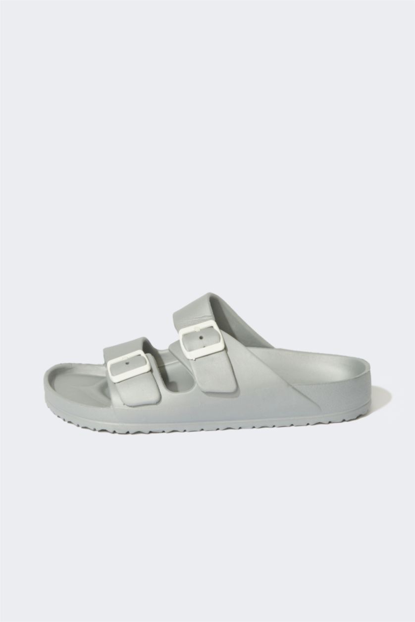 Женщины Серебряный Сланцы Eva на двойном ремешке для женщин