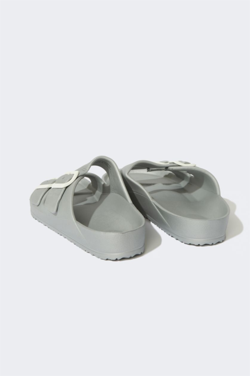 Женщины Серебряный Сланцы Eva на двойном ремешке для женщин