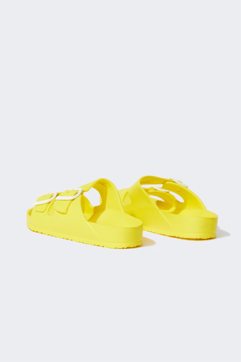 Женщины Желтый Сланцы Eva на двойном ремешке для женщин
